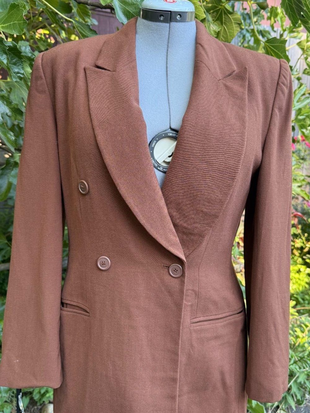 Women's 100% wool Double-Breasted Brown Blazer Coat